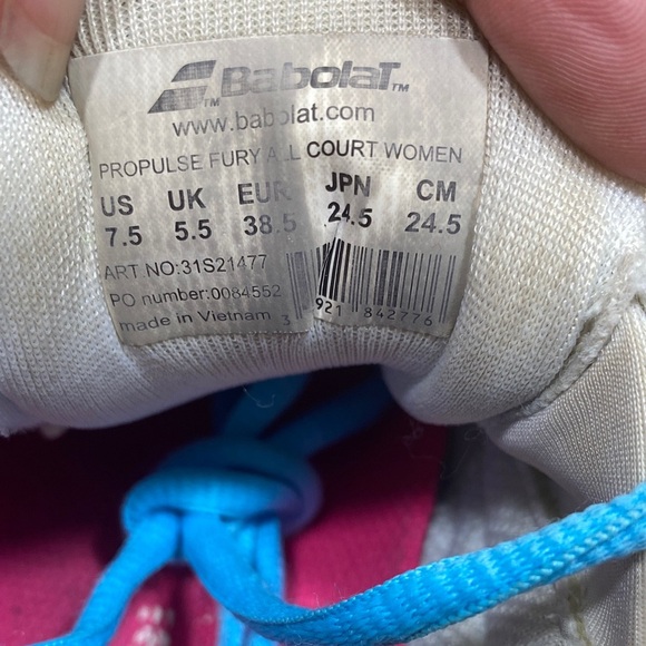 Babolat Women's Propulse Fury All Court Shoes in White and Blue - Picture 10 of 11